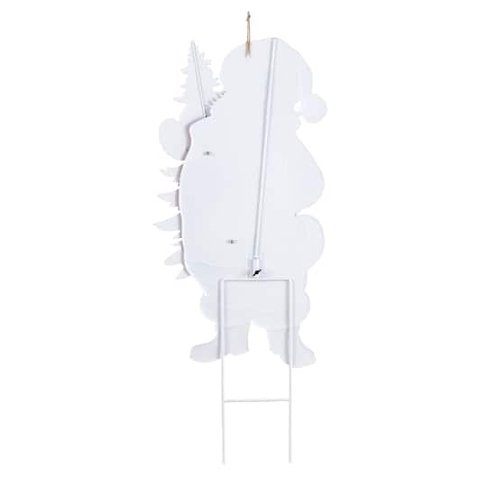 Glitzhome® 36" Christmas Metal Santa with Tree Yard Stake